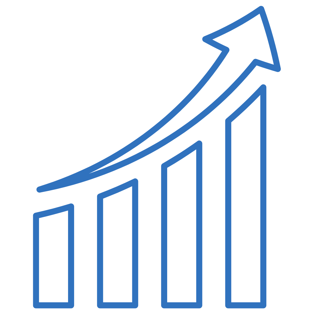 Ashwagandha Gummies Leistungs-Icon: Steigendes Balkendiagramm mit Pfeil als Symbol für mehr Energie, Leistungsfähigkeit und mentale Stärke. Natürliche Unterstützung durch Ashwagandha zur Steigerung von Ausdauer und Produktivität.