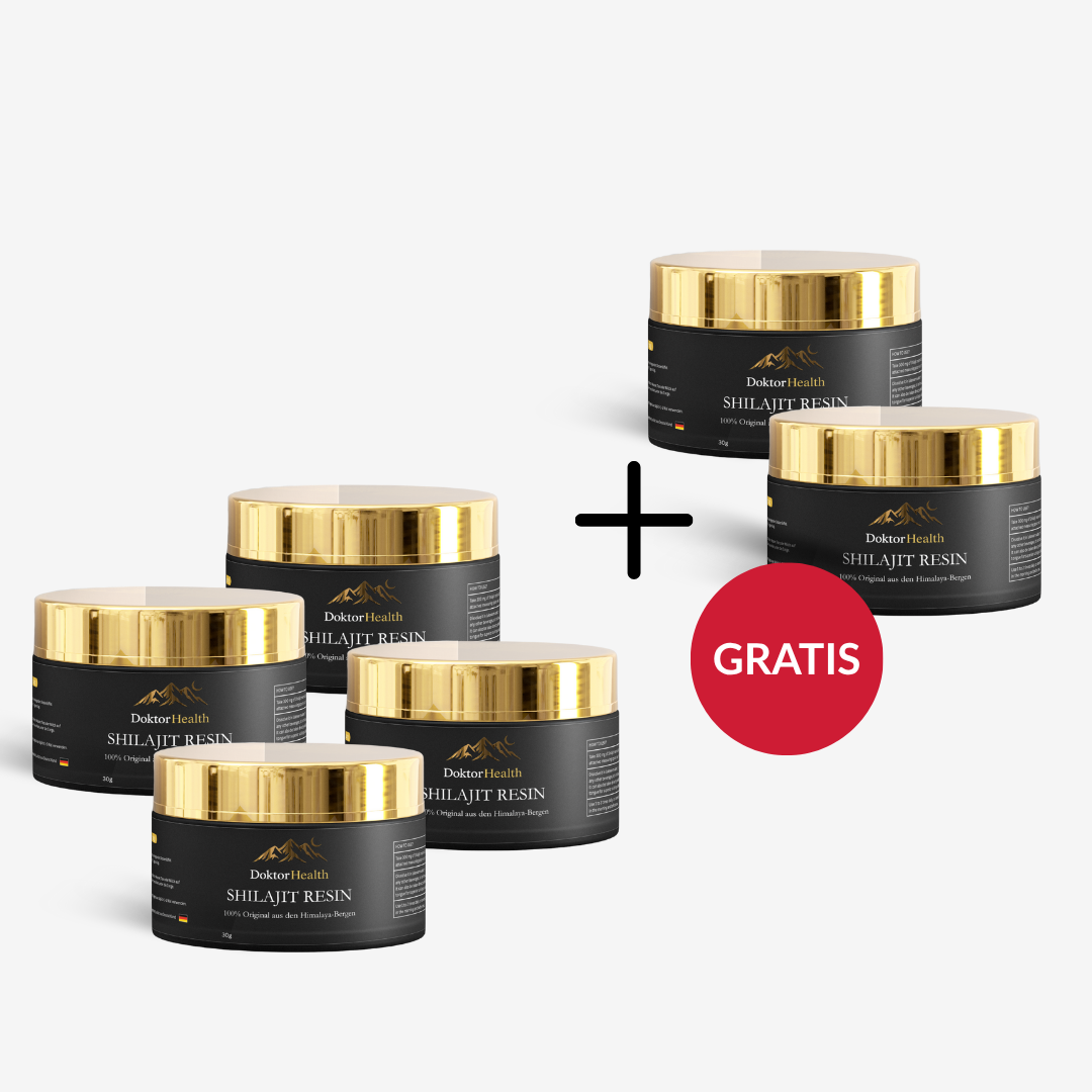 Shilajit Resin Vorteilspaket 6+2 Gratis von Doktor Health, Premium Himalaya-Harz für Energie, Fokus und Vitalität.