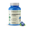 Ashwagandha Gummies von Doktor Health in blauer Dose mit 60 Gummies, Mixed Berry Geschmack, vegan, glutenfrei, natürliche Zutaten, zur Unterstützung von Entspannung, Regeneration und Stressabbau.
