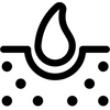Symbol für hochreines Fischöl – Tropfen-Icon mit partikelartiger Darstellung für Reinheit und Filtration, ideal zur Kennzeichnung laborgeprüfter oder schwermetallfreier Nahrungsergänzungsmittel.
