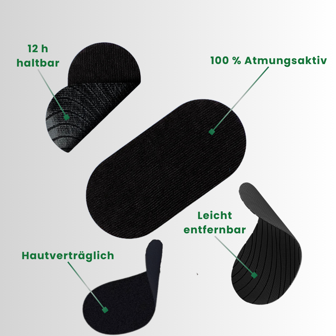 Mouth Tape Eigenschaften: 12 Stunden haltbar, 100 % atmungsaktiv, hautverträglich und leicht entfernbar – ideal für eine sichere und komfortable Anwendung während des Schlafs.