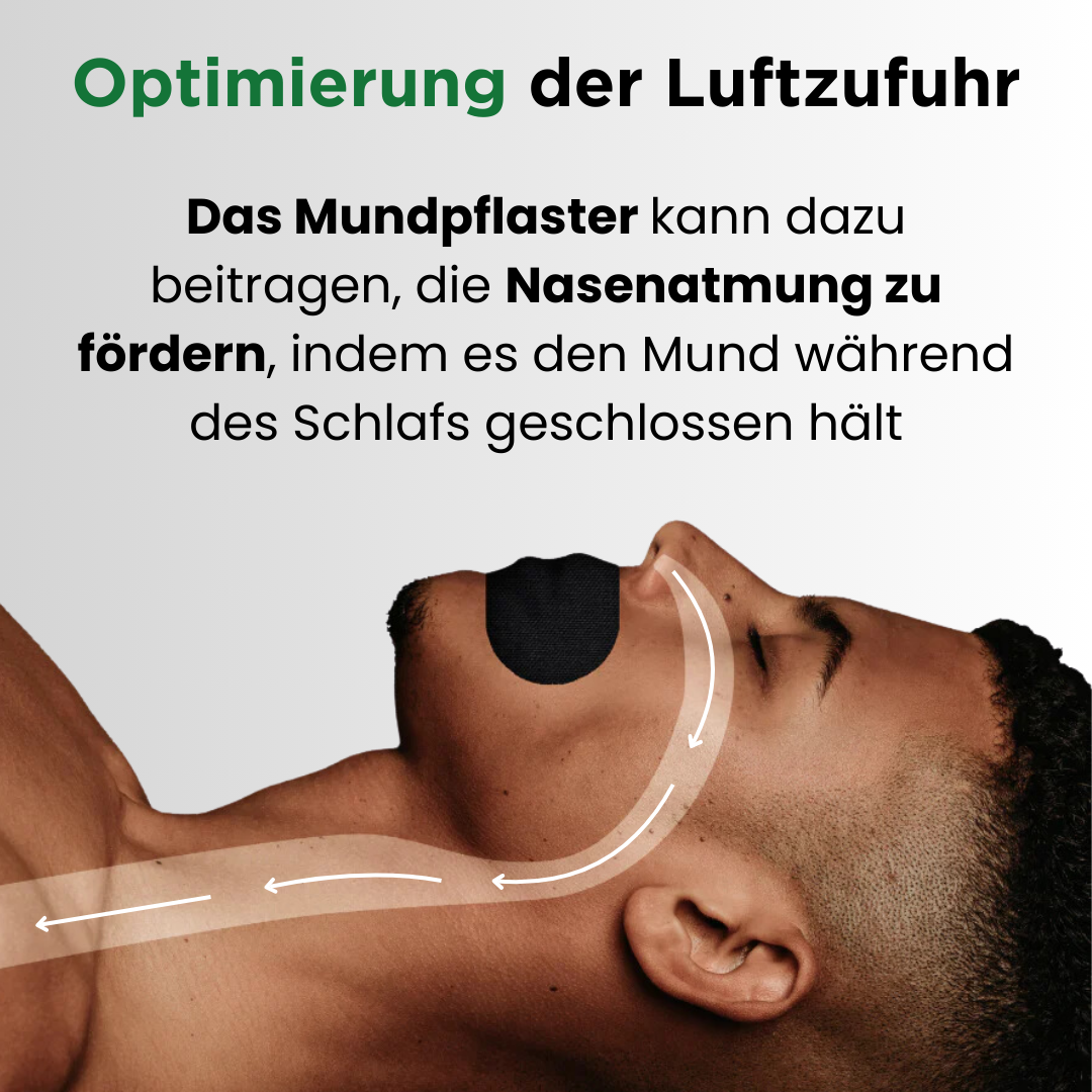 Mouth Tape für optimierte Luftzufuhr: Unterstützt die Nasenatmung, indem es den Mund während des Schlafs geschlossen hält – fördert besseren Schlaf und gesunde Atmung.