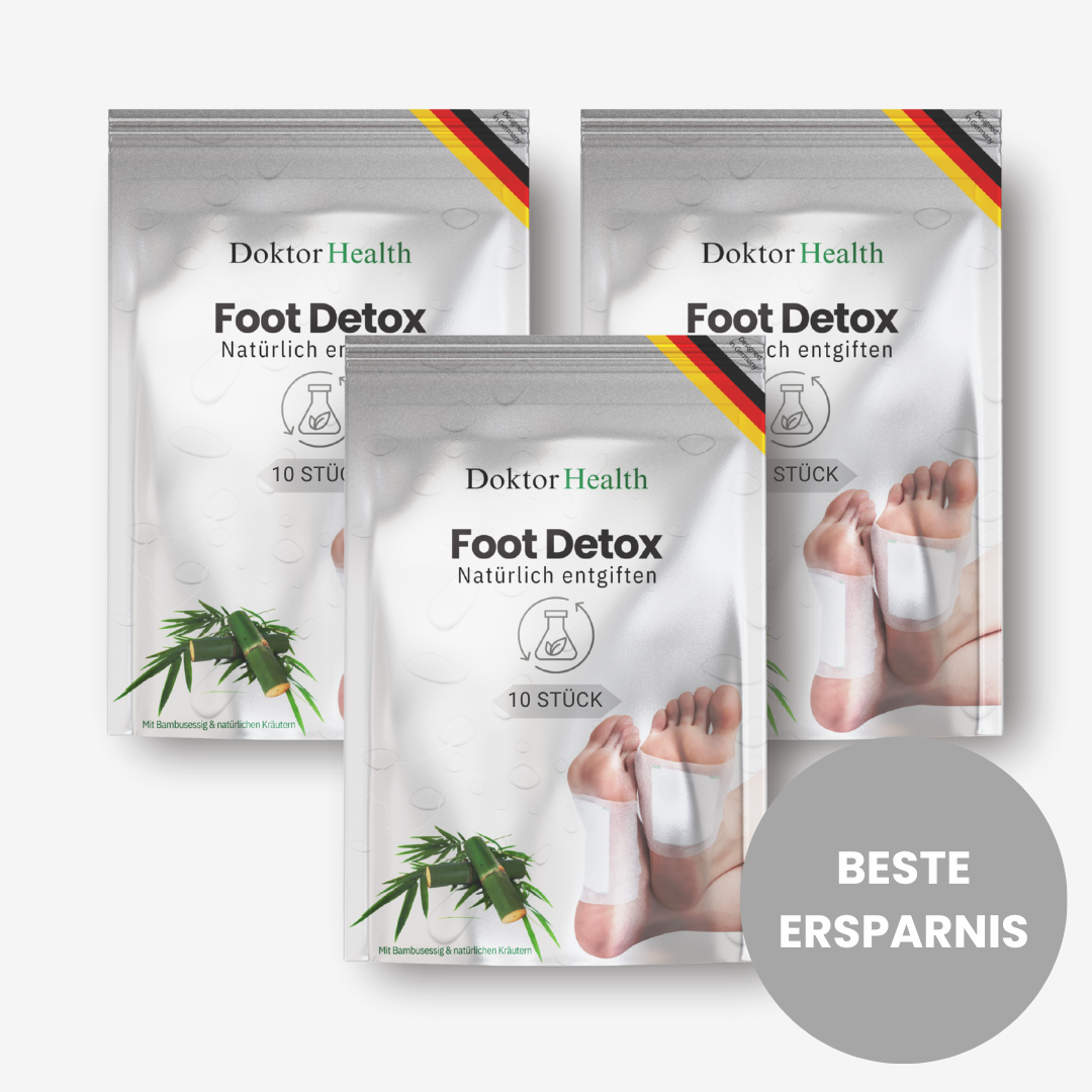 Doktor Health Foot Detox Pflaster mit Bambusessig, Natürliche Entgiftung für den Körper, 10 Stück zur Anwendung über Nacht.